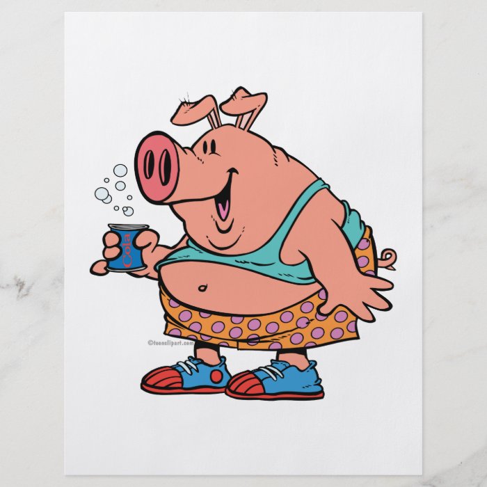 funny party animal pig hog cartoon personalized flyer