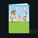 Funny Party Animals Advice for Birthday Card<br><div class="desc">This cute, colorful and funny birthday card features a horse, a chicken, a hog, and a cow giving some farm-fresh advice on how to celebrate: Horse Around, Don't Chicken Out, Go Hog Wild, and Party 'til the Cows Come Home! The perfect card for an animal lover! Thanks for choosing this...</div>