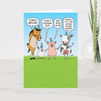 Funny Party Animals Advice For Birthday Card by chuckink at Zazzle