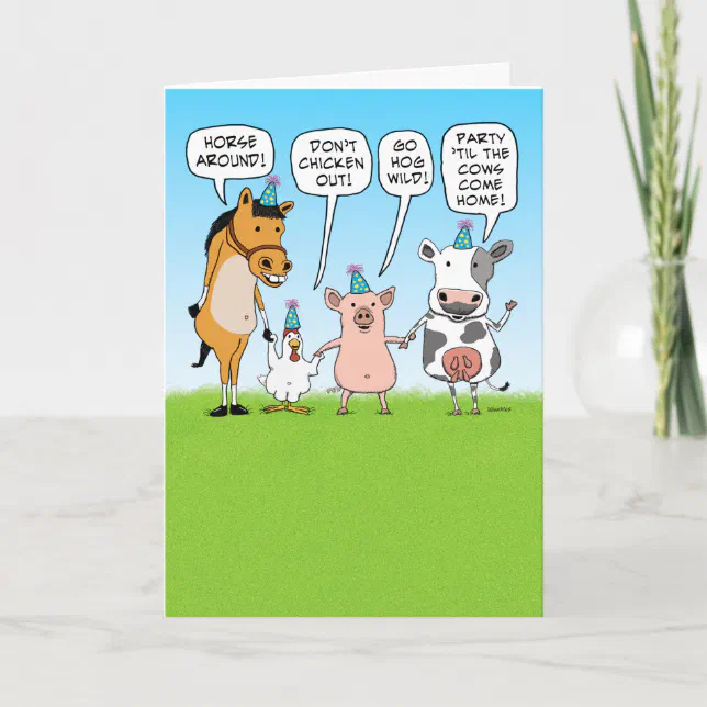 Funny Party Animals Advice for Birthday Card | Zazzle