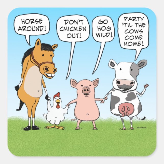 Funny Party Animals Advice Square Sticker (Front)