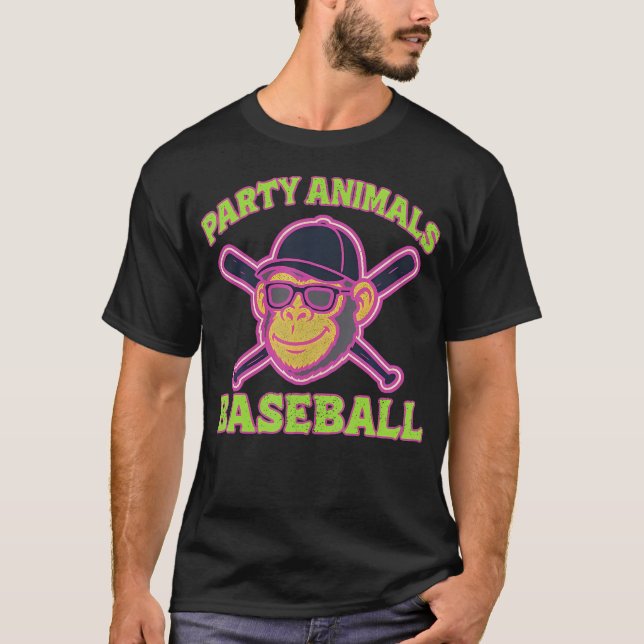 Funny Party Animals Baseball Funny T-Shirt (Front)