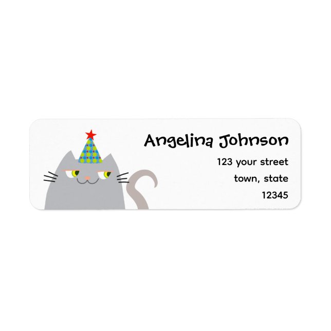 Funny Party Cat Return Address Label (Front)