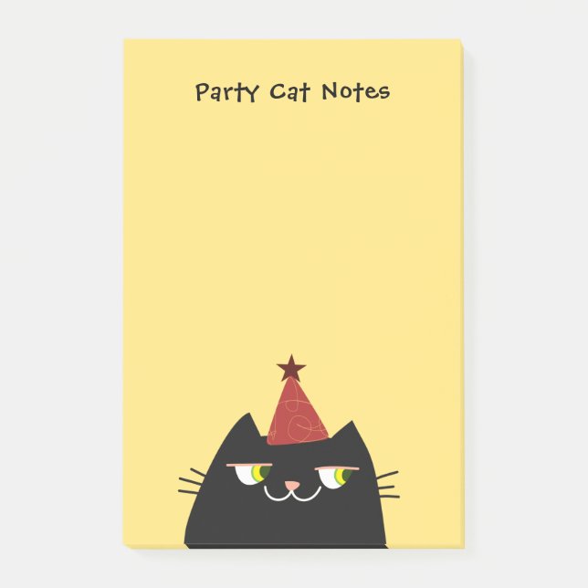 Funny Party Cat Sticky Notes Cute Kawaii (Front)