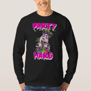 Funny Party Hard Unicorn Drunk Alcohol Festival Pr T-Shirt