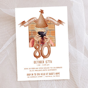 Funny Party Hat 80th Birthday Open House Photo Invitation
