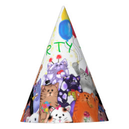 Funny Party Hat with Happy Cat Party - Custom Text
