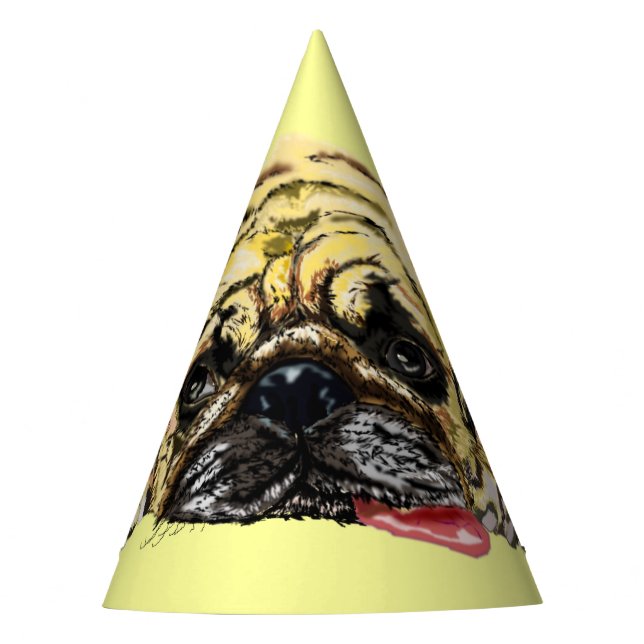 Funny Party Hat with Pug Dog - Your Colors (Front)
