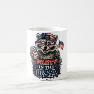 Funny Party In The USA Patriotic Raccoon T-Shirt Coffee Mug