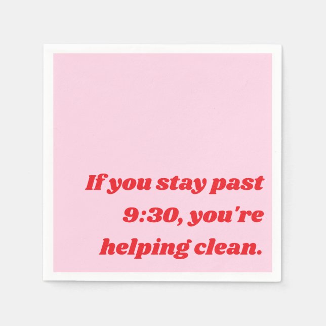 Funny Party Introvert Sassy Sarcasm Pink Red Napkins (Front)