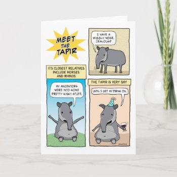 Funny Party Like A Tapir Birthday Card by chuckink at Zazzle