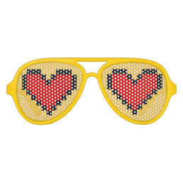 Funny party shades with red pixel heart design
