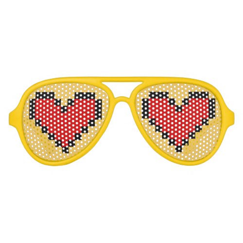 Funny party shades with red pixel heart design