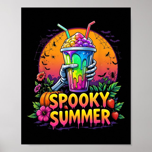 Funny Party Spooky Summer Drinks Summerween Vibes  Poster (Front)