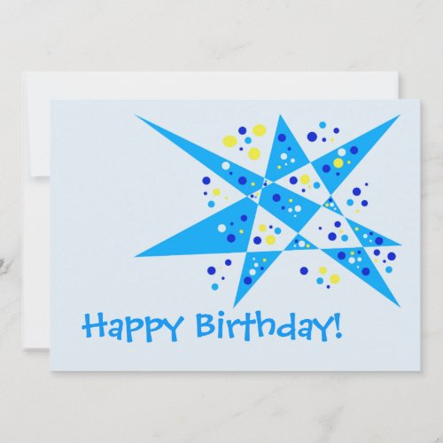 Funny Party Star and Dots Abstract Happy Birthday  Card