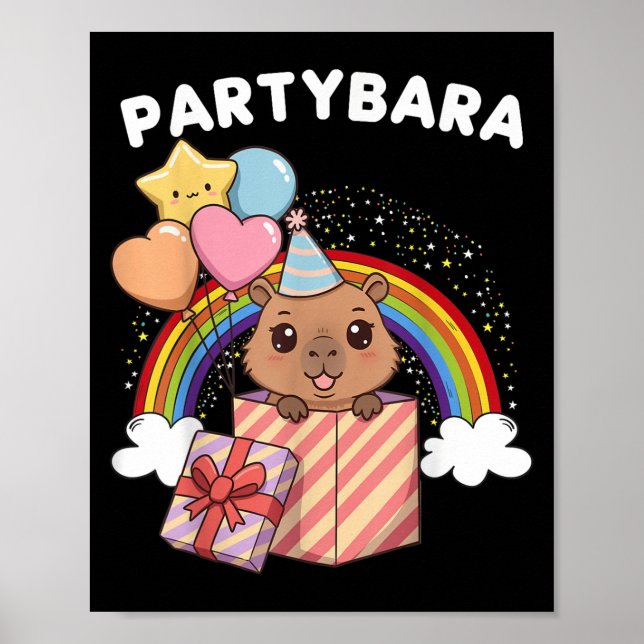 Funny Partybara Capybara Happy Birthday Kids Boys  Poster (Front)