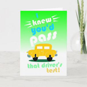 funny passing drivers test congratulations card