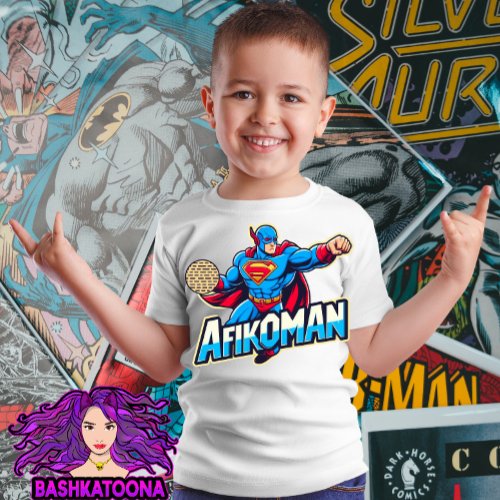 Funny Passover Superhero Afikoman Matzah Design T_Shirt