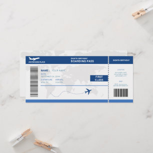 Funny passport, boarding pass ticket 8th birthday invitation