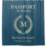Funny Passport Look Laurel Wreath Monogram Name Shower Curtain at Zazzle
