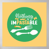 Funny Pasta Food Pun Pastel Color Typography Art