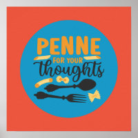 Funny Pasta Food Pun Vintage Color Typography Art