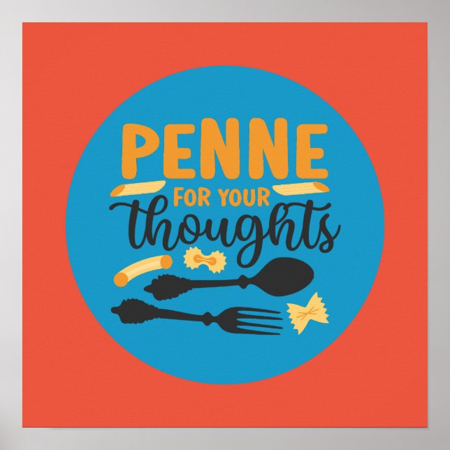 Funny Pasta Food Pun Vintage Color Typography Art Poster (Front)