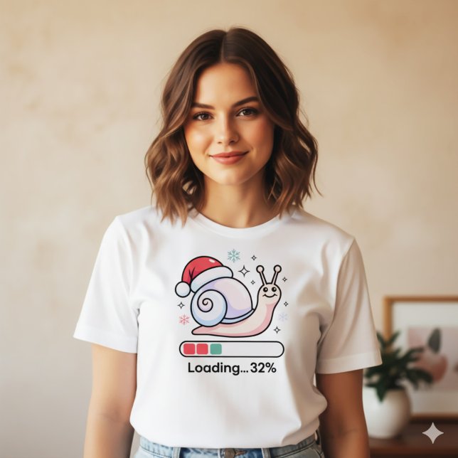 Funny Pastel Lazy Snail Christmas Loading Holiday Tri-Blend Shirt (Creator Uploaded)