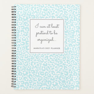 Funny Pastel Leopard Print Pattern Blue Planner