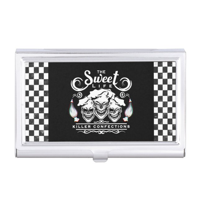 Funny Pastry Chef Skulls: The Sweet Life Business Card Case (Front)