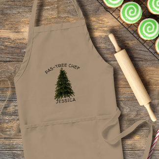Funny Pastry Pun Christmas Pas-Tree Chef Apron