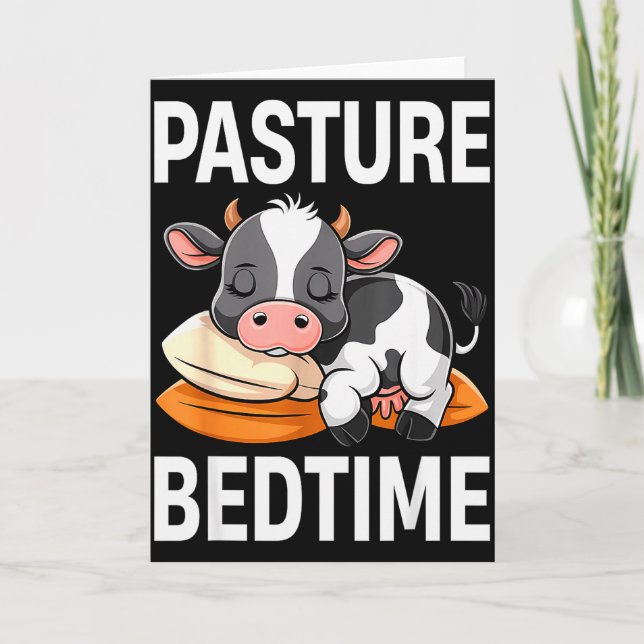 Funny Pasture Bedtime Cute Cow Pajamas Pj Sleep  Card (Front)