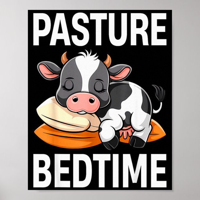 Funny Pasture Bedtime Cute Cow Pajamas Pj Sleep  Poster (Front)