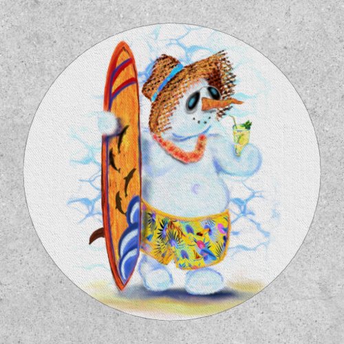 Funny Patch Snowman Surfer