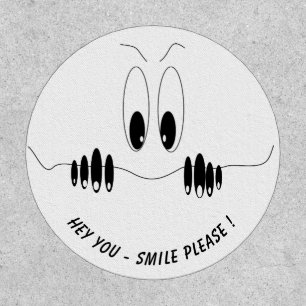 Funny Patch with Curiosity Eyes Smile Custom Text