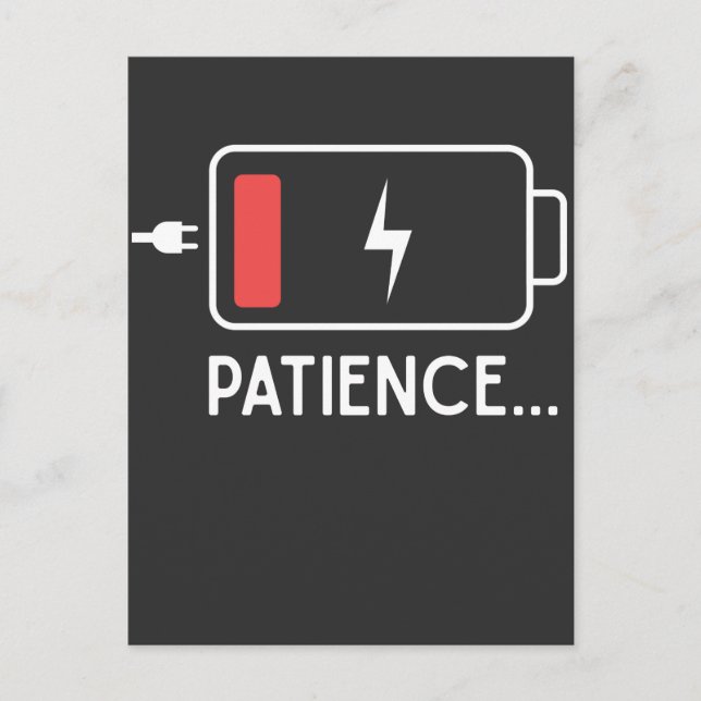 Funny Patience Mom and Dad Low Battery New Baby Postcard (Front)
