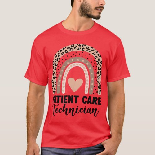 Funny Patient Care Technician Leopard Rainbow  fri T_Shirt