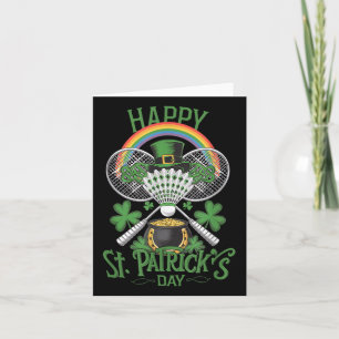 Funny Patricks Day Badminton Costume Four-leaf Clo Card