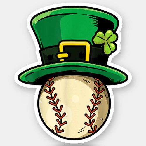 Funny Patricks Day Clover Lucky Baseball Shamrock Sticker