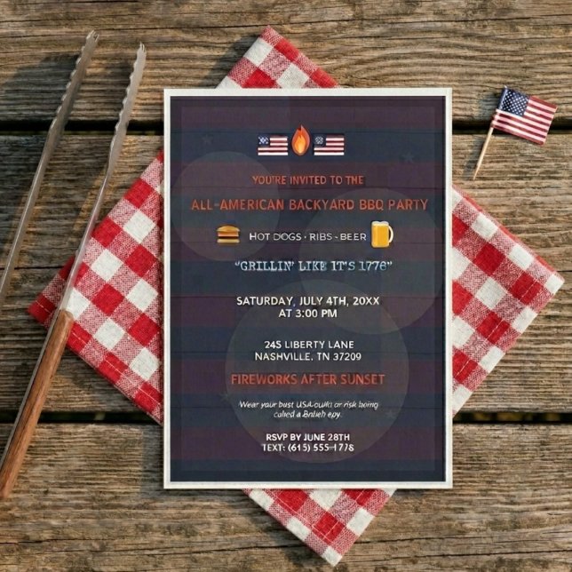 Funny Patriotic 4th of July BBQ Party Invitation (Creator Uploaded)