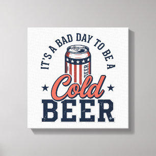 Funny Patriotic Cold Beer Vintage Vector Shirt Des Canvas Print