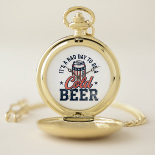 Funny Patriotic Cold Beer Vintage Vector Shirt Des Pocket Watch