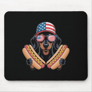 Funny Patriotic Dachshund 4th Of July Hotdog Ameri Mouse Pad