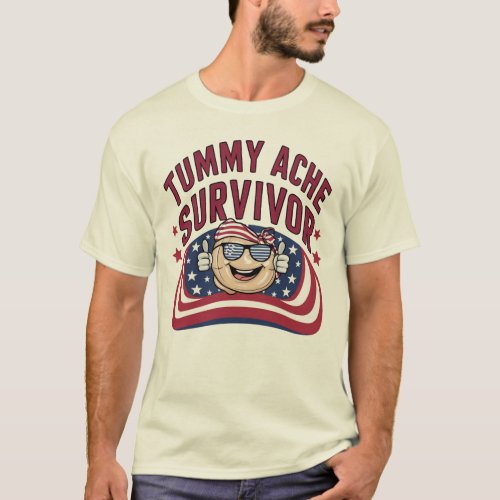 Funny Patriotic Dad Tee _ Tummy Ache Survivor