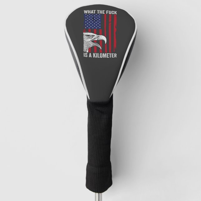Funny Patriotic Distressed American Eagle Flag Golf Head Cover (Front)