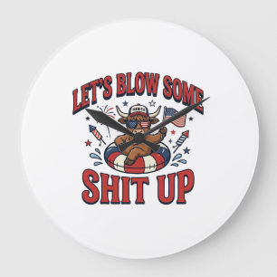 Funny Patriotic Highland Cow Fireworks Shirt (2)_1 Large Clock