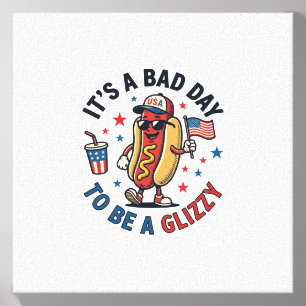 Funny Patriotic Hot Dog Vintage Engraving Shirt De Canvas Photo Tile