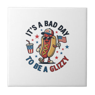 Funny Patriotic Hot Dog Vintage Engraving Shirt De Ceramic Tile