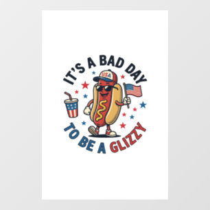 Funny Patriotic Hot Dog Vintage Engraving Shirt De Window Cling