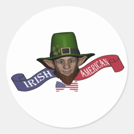 Funny Patriotic Irish American Leprechaun Classic Round Sticker